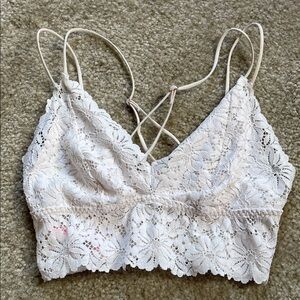 Victorias Secret PINK Floral White Lace Bralette